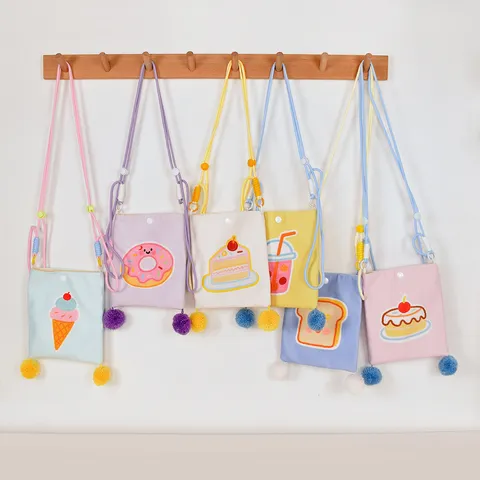 Bolso Bandolera de Lona con Dibujos Animados para Niños Bolso para Teléfono Móvil Estudiante Pequeño