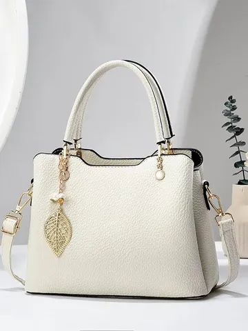 Borsa a Secchiello in Pelle PU Moda da Donna Grande Capacità Casual Tote Borsa a Mano Manico Superiore Borsa a Tracolla Con Pendente