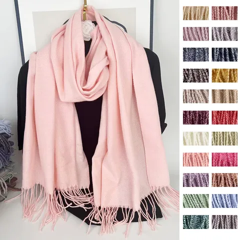 Sciarpa da Donna Invernale Calda in Cashmire Sintetico Tinta Unita Melange Lunga con Nappe Morbida Accogliente Casual Moda Collo