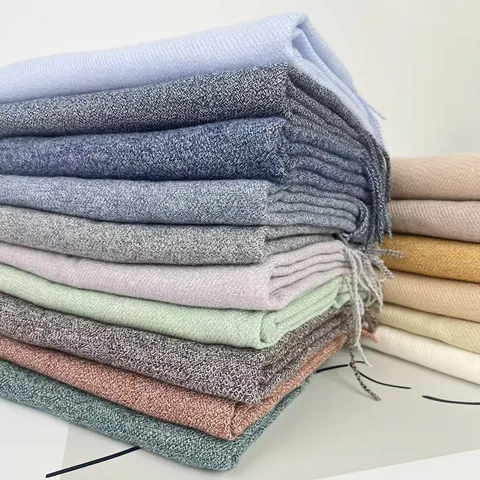 Sciarpa da Donna Invernale Calda in Cashmire Sintetico Tinta Unita Melange Lunga con Nappe Morbida Accogliente Casual Moda Collo
