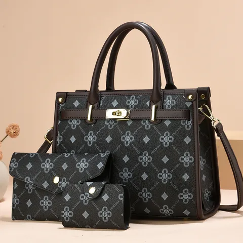 Borsa a Mano da Donna in Pelle PU Borsa Tote Stampata Vintage Grande Capacità Borsa a Tracolla Portafoglio Porta Carte