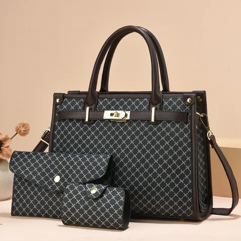 Borsa a Mano da Donna in Pelle PU Borsa Tote Stampata Vintage Grande Capacità Borsa a Tracolla Portafoglio Porta Carte