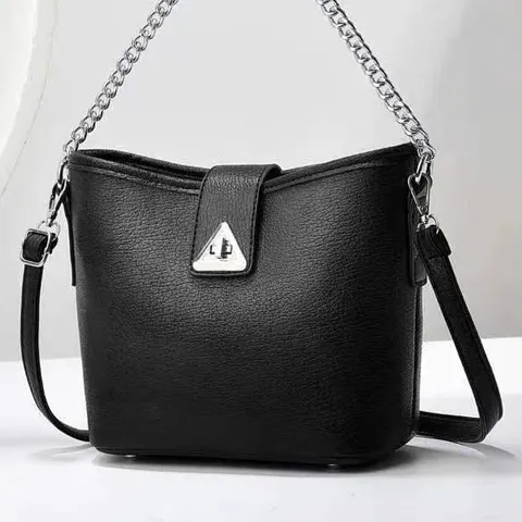 Borsa Secchiello in Pelle PU da Donna Urban Minimalist Grande Capacità Tracolla Borsetta con Tracolla a Catena