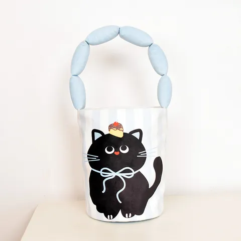 Cute Cartoon Animal Print Large Cotton Padded Strap Bucket Bag Women Casual Canvas Handbag With Magnetic Buckle And Inner Pocket