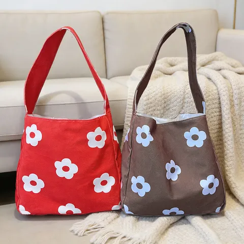 Women Large Capacity Velvet Shoulder Bag Vintage Floral Print Tote Bag Casual Commuter Underarm Bag Stylish Daily Purse