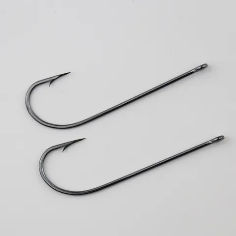 Long Shank Sea Fishing Hooks Barbed Metal Straight Handle Fishing Tackle For Pomfret Bass Saltwater Fishing