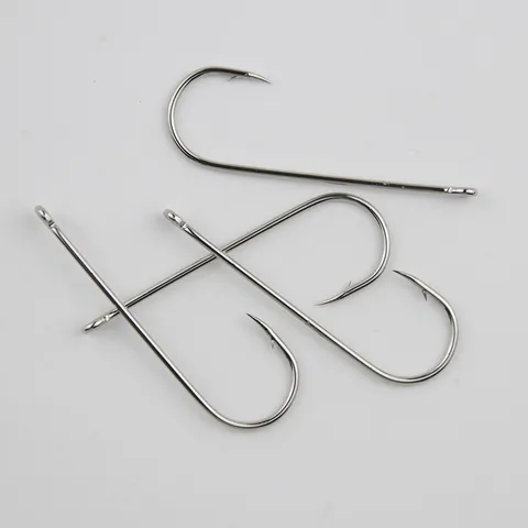 Long Shank Aberdeen Fishing Hooks With Ring Metal Live Bait Saltwater Sea Fishing Tackle Equipment Hook