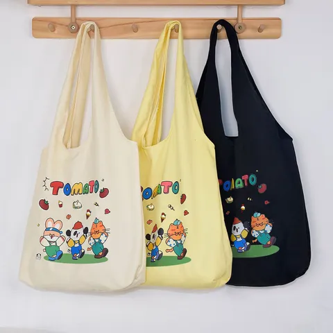 Women Canvas Tote Bag Large Capacity Casual Shoulder Bag Cute Cartoon Puppy Print Vest Style Shopping Handbag