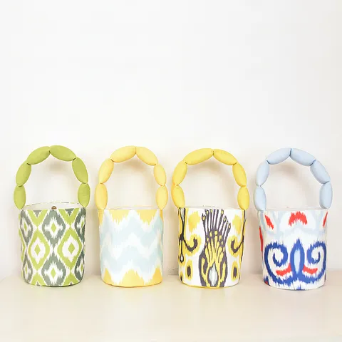 Women Fashion Bucket Bag Canvas Casual Handbag Ethnic Geometric Print Bubble Handle Chic Tote Bag Daily Travel