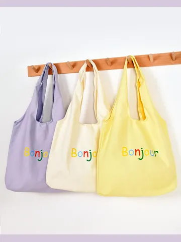 Women's Large Capacity Canvas Tote Bag Casual Korean Style Letter Printed Shoulder Bag Daily Commuting Handbag