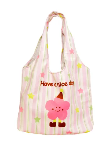 Women Large Capacity Tote Bag Casual Canvas Shoulder Bag Cute Star Floral Print Handbag Everyday Shopping Bag
