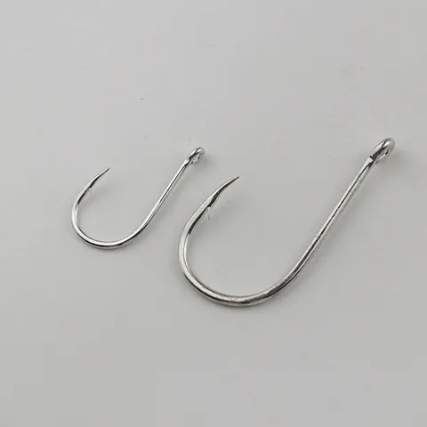 Bright Tin Chinu Fishing Hooks Barbed Eyed Offset Hooks For Saltwater Rock Fishing Heavy Duty Fishing Tackle