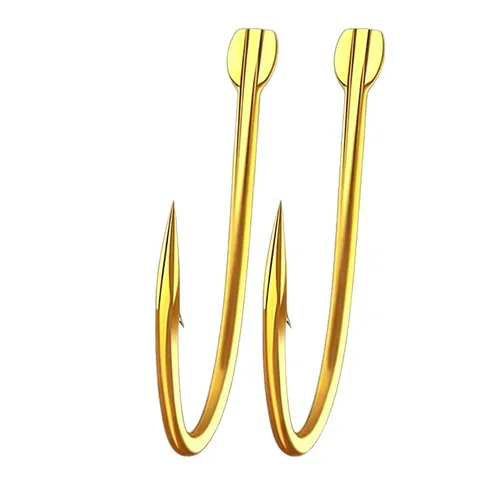 Hameçons de Pêche à Bouche Courbée en Acier à Haut Carbone Double Rainure Barbelé Doré