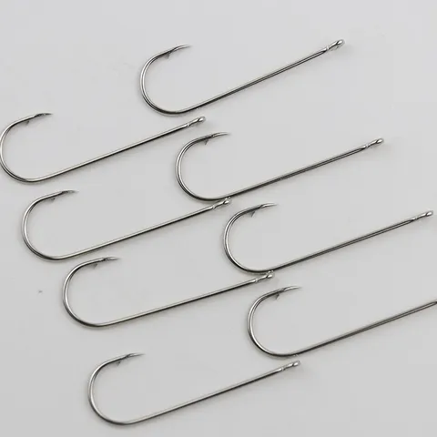 Long Shank Aberdeen Fishing Hooks With Ring Metal Live Bait Saltwater Sea Fishing Tackle Equipment Hook
