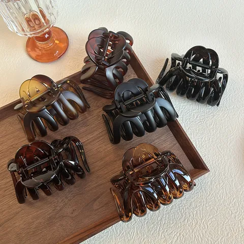 Pinza de Pelo de Carey Estilo Coreano para Mujeres Pinza de Tiburón Acrílica Geométrica Grande Accesorios de Estilismo
