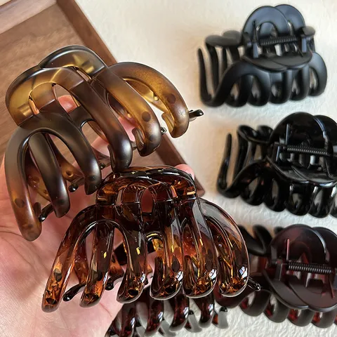 Pinza de Pelo de Carey Estilo Coreano para Mujeres Pinza de Tiburón Acrílica Geométrica Grande Accesorios de Estilismo