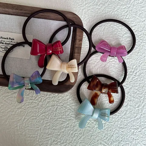 Estilo Coreano Acetato Pequeño Lazo Coletero Lindo Dulce Alta Elasticidad Banda de Pelo Accesorios Diarios para Mujeres