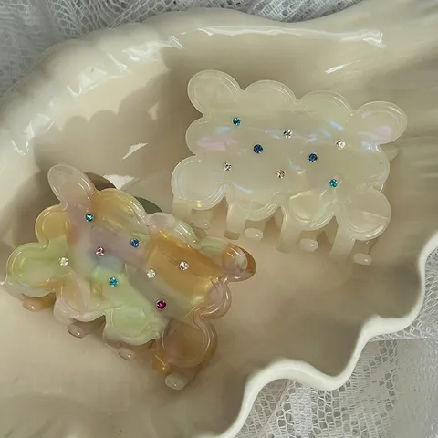 Pinza de Pelo de Acetato Lindo Galleta Bloque de Color Ola Tiburón Clip Diamante de Imitación Atrapa Cabello Para Mujeres Niñas Accesorios de Cabello