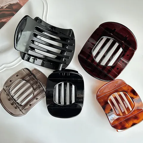Retro Avanzado Pinza de Pelo Curva Mujeres Elegante Media Coleta Accesorios para el Cabello Moda Resina Geométrica Horquilla