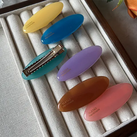 Pinza de Pelo de Resina Ovalada Estilo Coreano Minimalista Lindo Flequillo Horquilla Accesorios de Cabello Diario para Mujeres