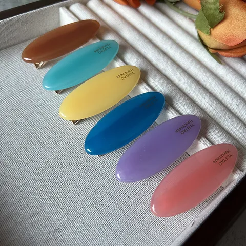Pinza de Pelo de Resina Ovalada Estilo Coreano Minimalista Lindo Flequillo Horquilla Accesorios de Cabello Diario para Mujeres