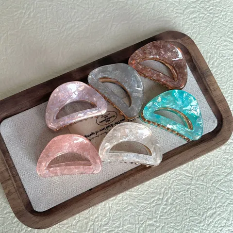 Pinza de Pelo de Acetato Coreana Sirena Calado Geométrico Pinza Tiburón Elegante Accesorio de Estilo de Pelo para Mujeres Joyería de Pelo