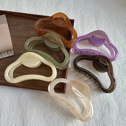 Pinza de Pelo Grande para Mujer Antideslizante Geométrica Hueca Acrílico Pinza Tiburón Diseño Francés Accesorios Peinado
