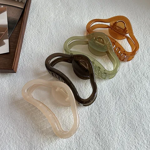 Pinza de Pelo Grande para Mujer Antideslizante Geométrica Hueca Acrílico Pinza Tiburón Diseño Francés Accesorios Peinado