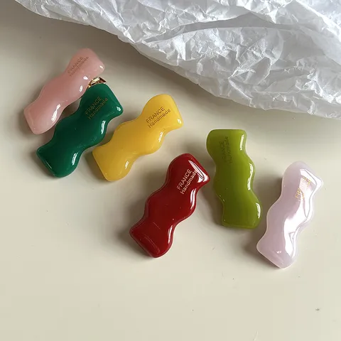 Pinza de Pelo de Pico de Pato de Acetato Color Caramelo Ola Estilo Coreano Dulce Lindo Flequillo Clip Lateral Accesorios de Moda para Mujeres