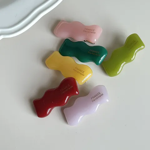 Pinza de Pelo de Pico de Pato de Acetato Color Caramelo Ola Estilo Coreano Dulce Lindo Flequillo Clip Lateral Accesorios de Moda para Mujeres