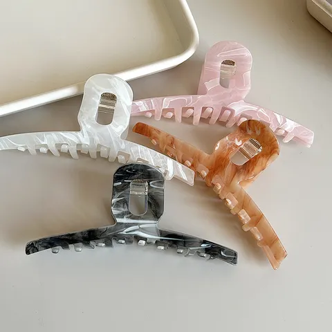 Pinza de Pelo de Acrílico Grande Patrón de Mármol Pinza Tiburón Elegante Accesorio de Estilo para Mujeres Niñas