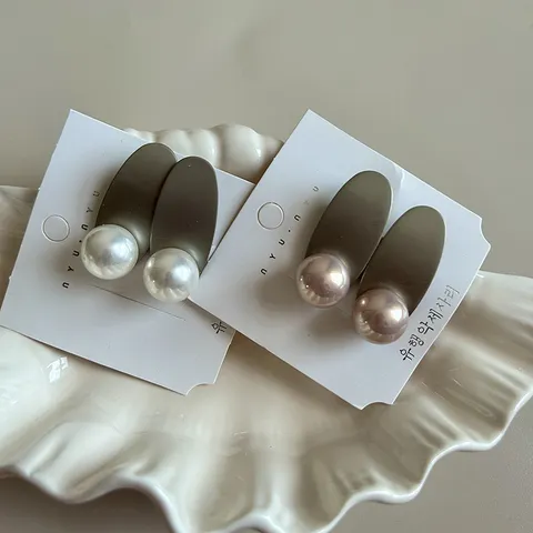 Pinza de Pelo de Perla Ovalada Flequillo Lateral Pinza de Pico de Pato Elegante Accesorio de Aleación para Mujer