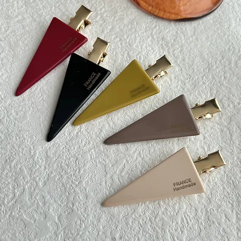 Pinza de Pelo Triangular Minimalista de Moda Resina de Acetato Pinza de Pico de Pato de Metal Accesorios Elegantes para Mujer