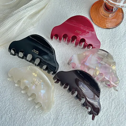 Griffe à Cheveux en Acétate Rétro Française Taille Moyenne Pince Requin Géométrique Accessoire Cheveux Élégant pour Femme Épingle Quotidienne