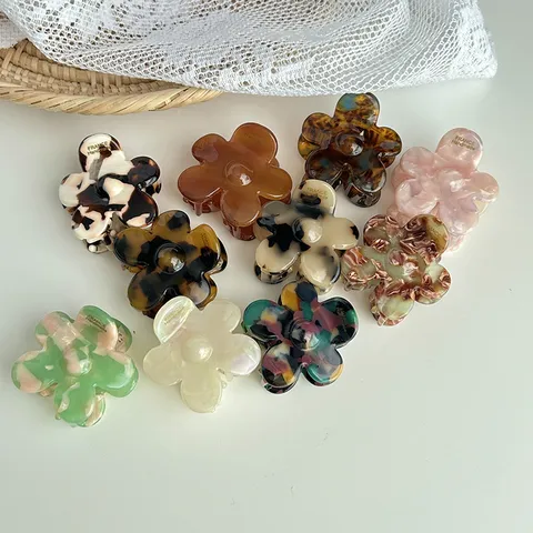 Pinza de Pelo de Acetato Estilo Coreano Pinza de Tiburón Floral 3D Esmaltada Accesorio de Cabello Diario Elegante para Mujeres