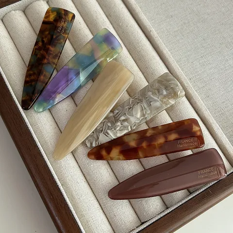 Estilo Coreano Pinza de Pelo de Acetato de Celulosa Patrón Geométrico Carey Barrette Lateral Accesorios de Cabello Para Mujeres