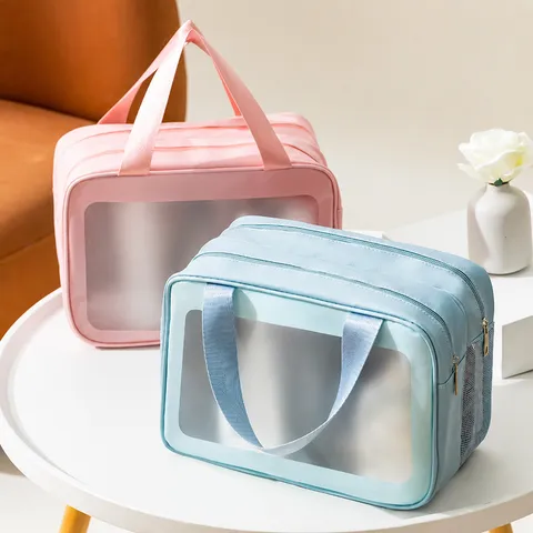 Grande Capacità Doppio Strato Impermeabile PVC Borsa per Trucco Portatile Viaggio Borsa da Toeletta Per Donne E Uomini