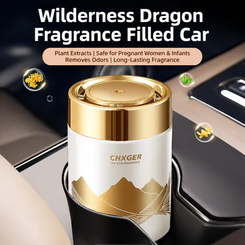 Car Solid Balm Aromatherapy Long Lasting Air Freshener Glass Jar Golden Mountain Pattern Car Interior Fragrance