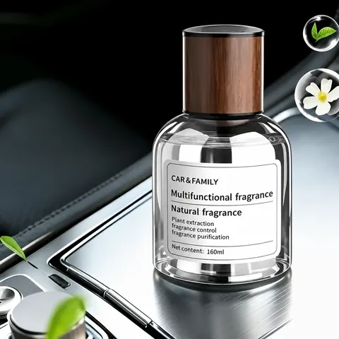 Car Air Freshener Long Lasting Fragrance Glass Bottle Wood Cap Automotive Aromatherapy Interior Deodorant