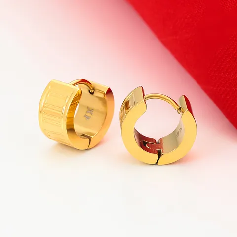 Minimalist Stainless Steel 24K Gold Plated Roman Numeral Hoop Earrings Geometric Small Dangle Earrings Fashion Jewelry Gift