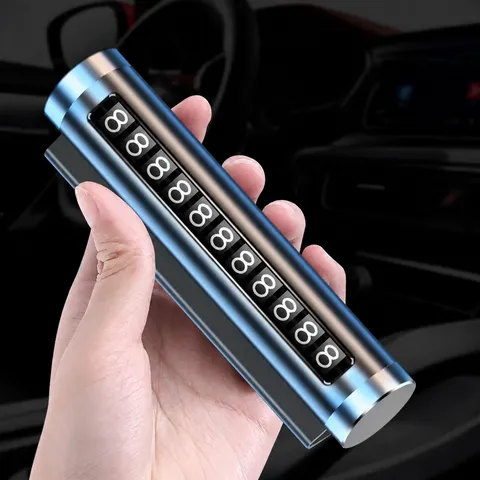 Placa de Matrícula de Estacionamiento Temporal de Metal con Rodillo Tarjeta de Aparcamiento Oculta Luminosa Accesorios