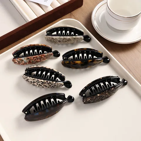 Pinza de Pelo de Plátano de Acetato Minimalista Elegante Pinza Grande Vintage Soporte de Cola de Caballo Accesorios para Mujeres