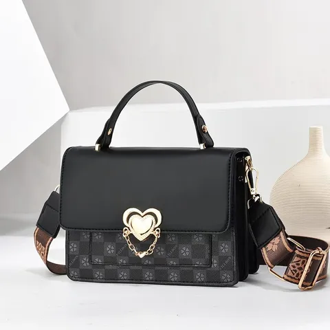 Γυναικείο Δερμάτινο PU Χιαστί Τσάντα Μόδας Patchwork Commuter Handbag Με Κλειδαριά σε Σχήμα Καρδιάς Casual Τσάντα Ώμου
