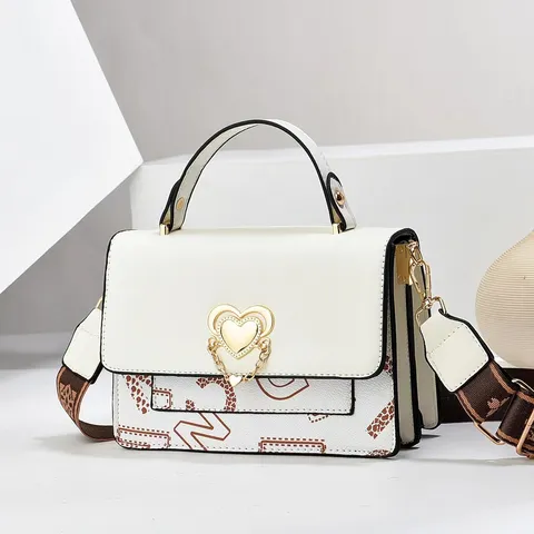 Γυναικείο Δερμάτινο PU Χιαστί Τσάντα Μόδας Patchwork Commuter Handbag Με Κλειδαριά σε Σχήμα Καρδιάς Casual Τσάντα Ώμου