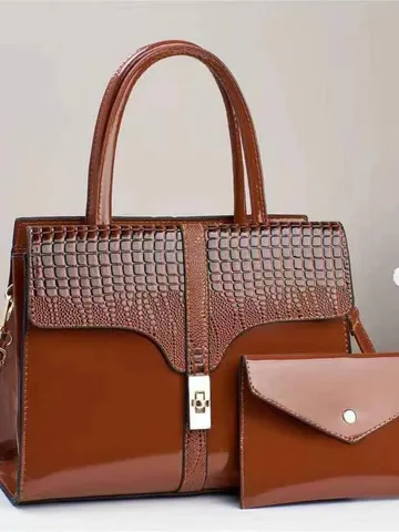 Borsa a Mano da Donna in Pelle Verniciata con Motivo Coccodrillo Stampa Borsa con Manico Superiore Minimalista Urbana con Pocetta Abbinata