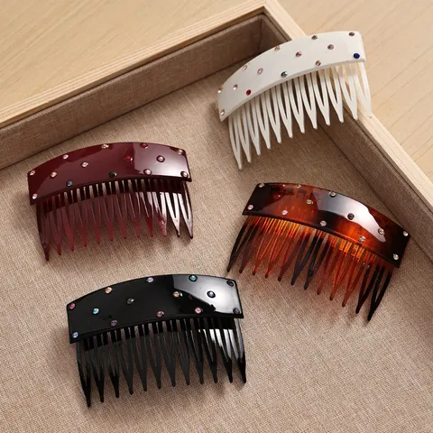 Peineta de Acetato con Estrés Estilo Coreano Horquilla de Cristal Brillante Accesorios Decorativos para el Cabello de Mujer