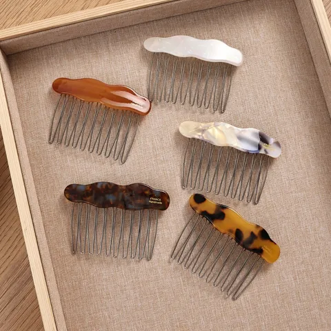 Peineta de Inserción Lateral de Onda de Nube de Acetato Pinza de Pelo Retro Carey Horquilla Accesorios para el Cabello Mujer