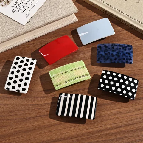 Pinza de Pelo de Acetato Linda para Mujer Pinza de Flequillo con Topos Geométricos Accesorios de Estilo de Cabello