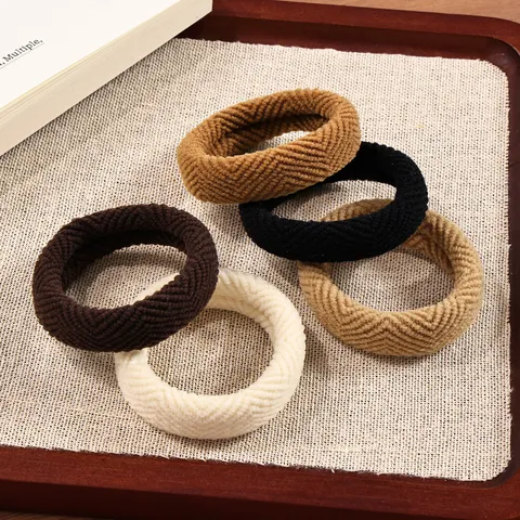 Coleteros de Pelo de Poliéster de Alta Elasticidad Gruesos Minimalistas Color Sólido Sujeta Coletas Para Mujeres y Niños