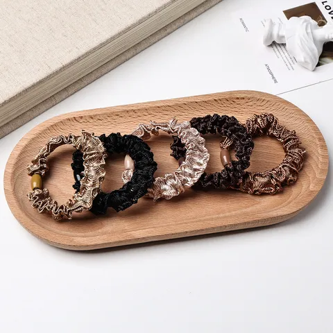 Coleteros de Tela Plisada Estilo Coreano Mujeres Accesorios de Cabello Casual